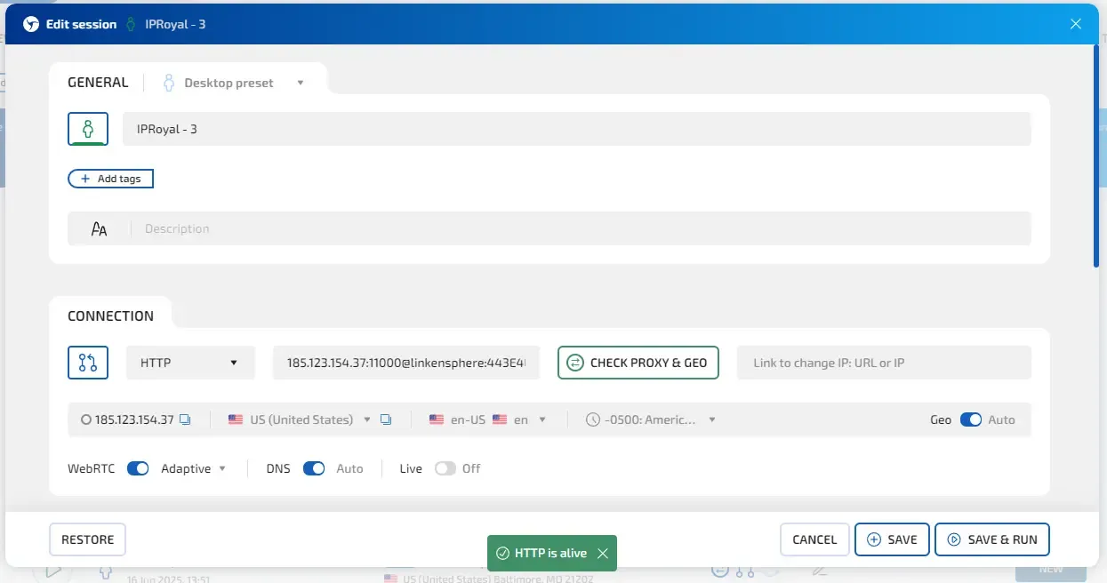 Использование прокси IPRoyal в Linken Sphere: Практическое руководство по мультиаккаунтингу - img 4